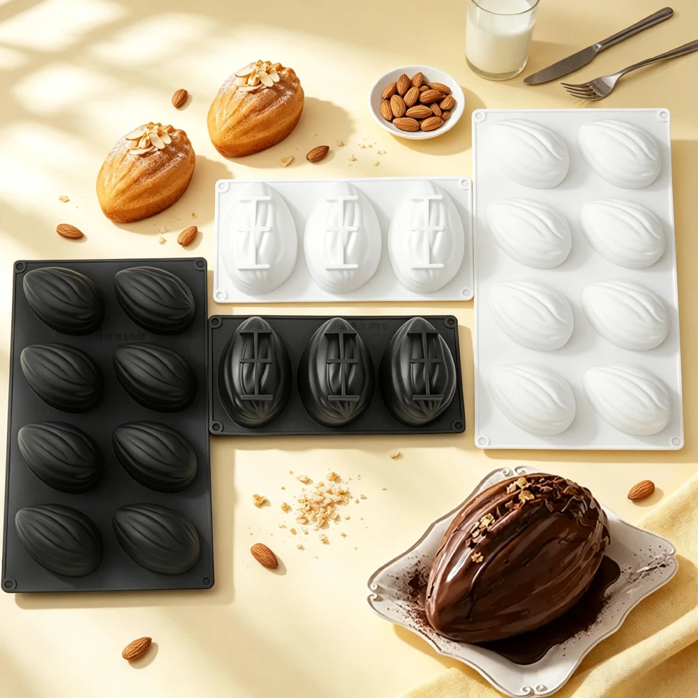 Nut Kernels Shaped Silicone Chocolate Mold 3 or 8-Cell Almond Design Mousse Cake Mould Dessert Tools Kitchen Cake Bakeware