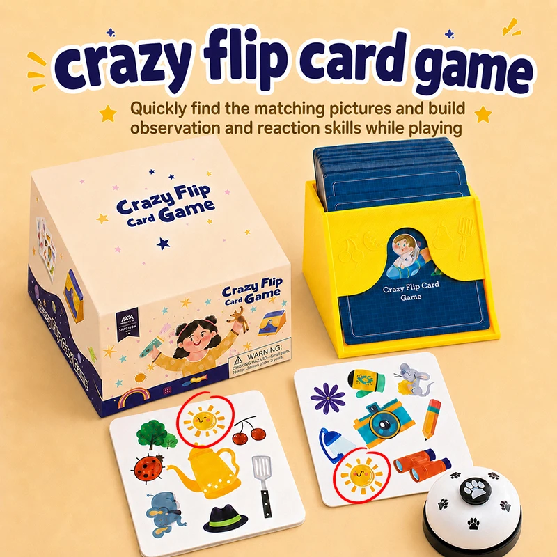 Kids Crazy Flip Card Game Memory Matching Crazy Card Toy Parent-child Interactive Cognition Game Montessori Logical Thinking Toy
