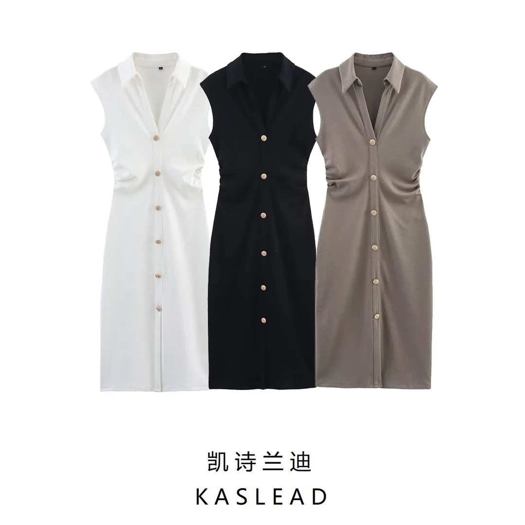 فستان حفلات صيفي أنيق مكشكش للسيدات لعام 2025، قميص ضيق بدون أكمام، بسيط وعصري