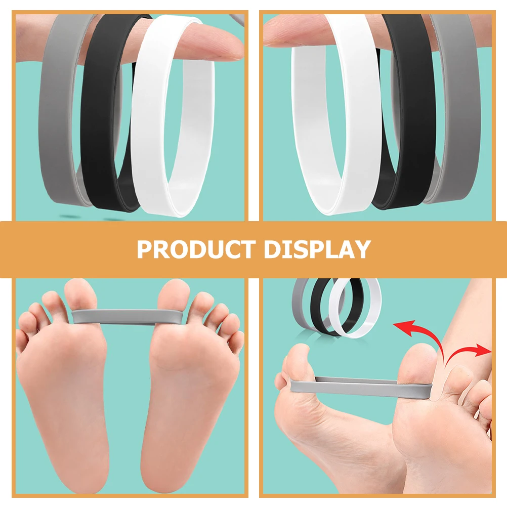 

12pcs Silicone Tensile Belt Toe Separator Corrector Stretcher Black Gray White Pedicure Foot Care Tool for Men Women