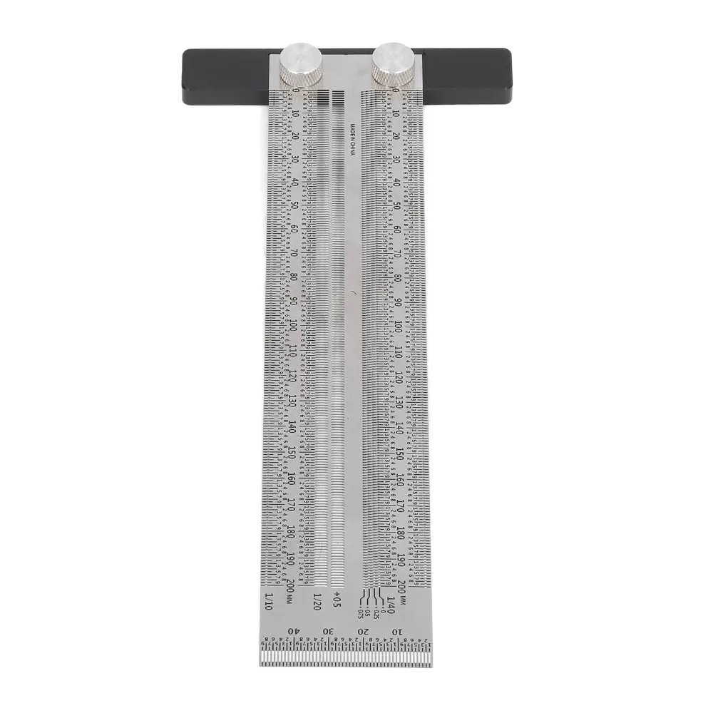 Silver Woodworking Marking Ruler Stainless Steel Measuring Length 200mm Measuring Gauge Precision Marking Tool