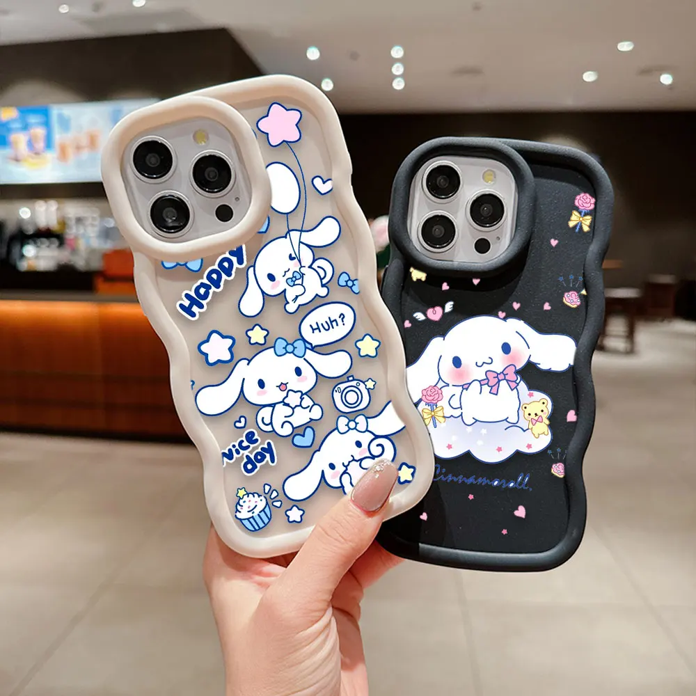 Cartoon Cinnamoroll Dog 3D Wave Case For OPPO RENO 2F 2Z 4 5 5Z 6 6Z 7 7Z 8 8Z 10 11 11F PRO 4G 5G FIDN X3 LITE Case Funda Capa