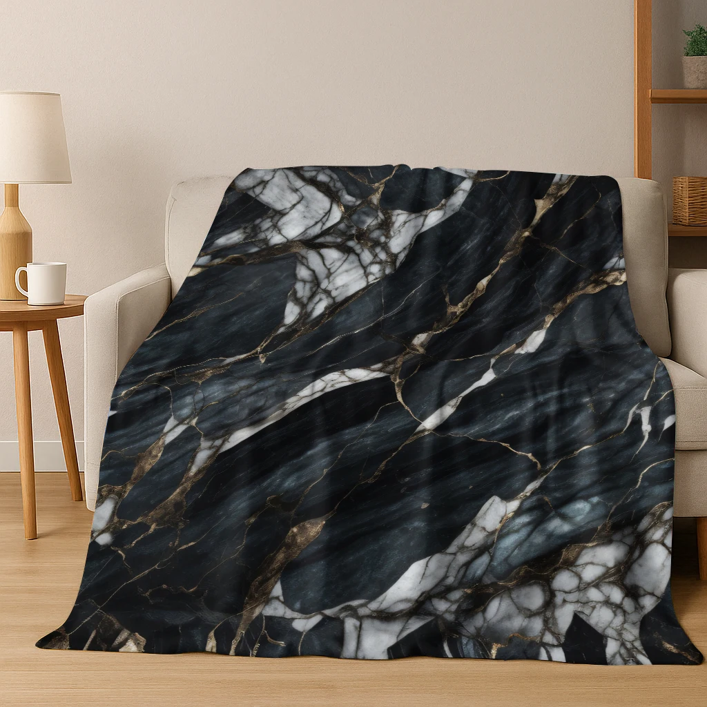 Flanelldecke mit Marmor-Steinmuster, weich, warm, Überwurfdecke für Bett, Schlafzimmer, Wohnzimmer, Büro, Reisen, Camping, Picknick, Geschenk