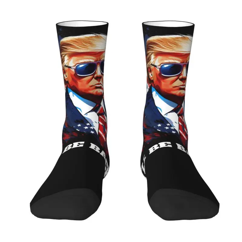 

Custom Trump Will Be Back Men Women Crew Socks Unisex Cute 3D Printed American Back USA Dress Socks