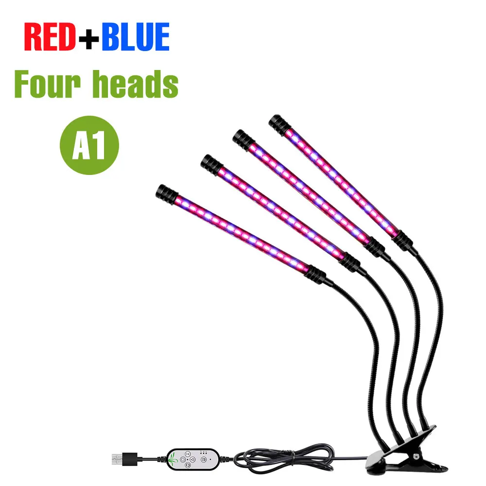 USB 5V LED-groeilicht Volledig spectrum Plant Hydrocultuur Teeltlamp 1/2/3/4 koppen Waterdicht Dimbaar met timing Auto aan/uit