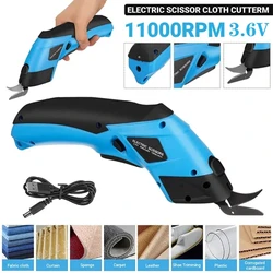 Rechargeable Electric Scissors Wireless Battery Cutter Cloth Carpet PVC Leather Cutting Tools Cordless Sewing Shear Doubl Blade