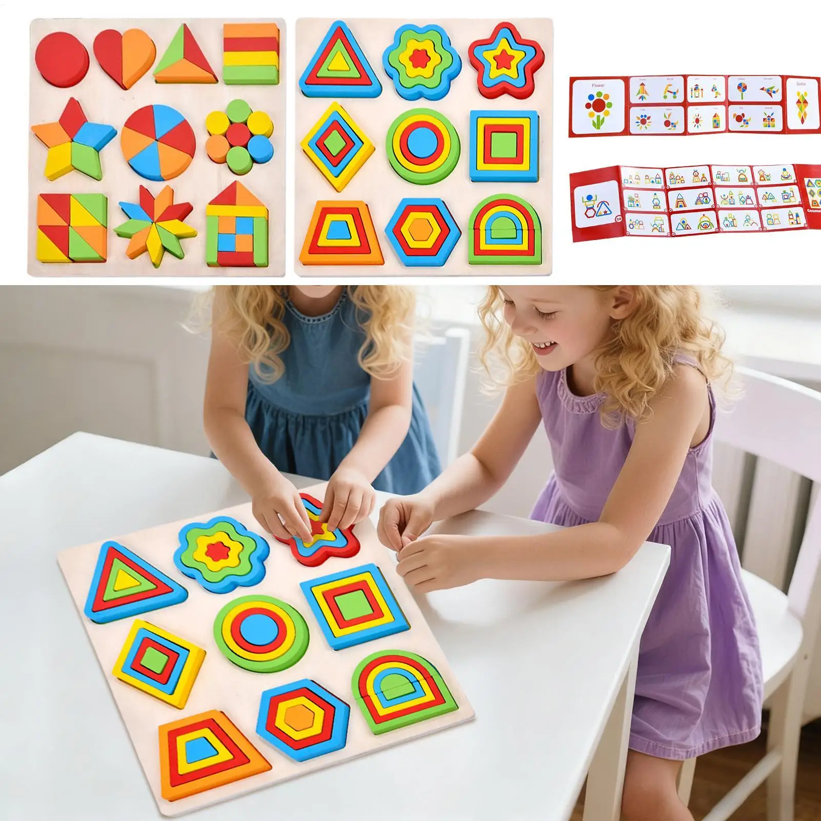 ألغاز الأشكال للأطفال، ألغاز فرز الأشكال الخشبية، ألعاب الأنشطة الهندسية لتطوير التعلم والتعليم في مرحلة ما قبل المدرسة