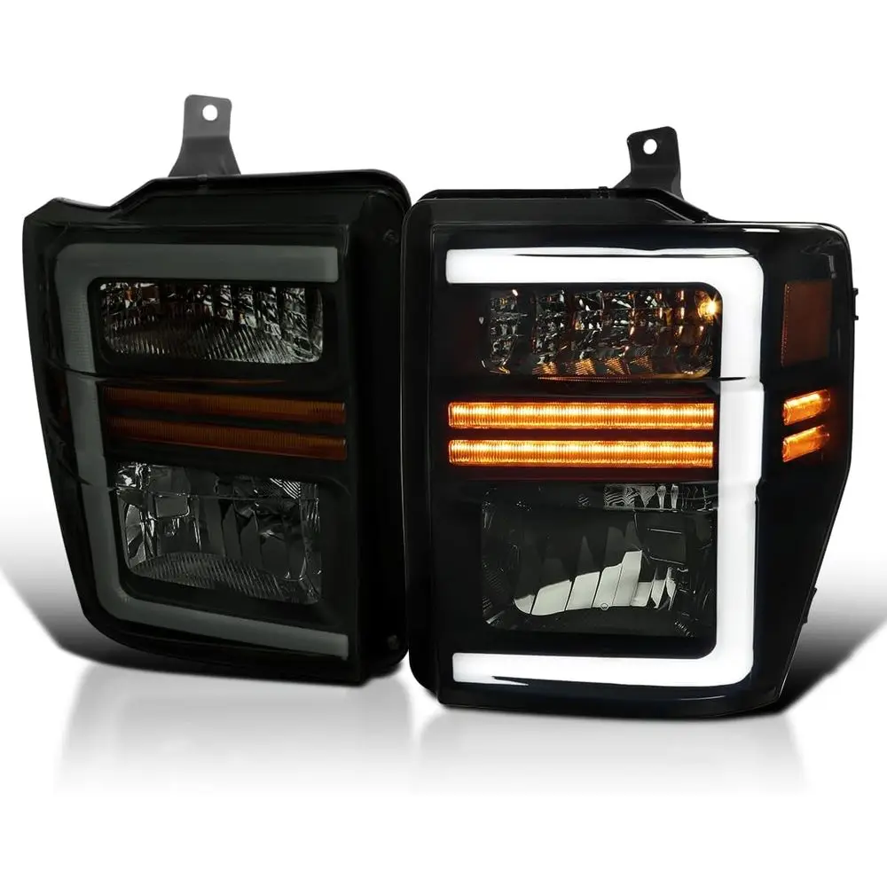 

Black Smoke Factory Style Headlights with Sequential LED Turn Signal Compatible with 2008-2010 Ford F-250, F-350, F-450, F-550 S
