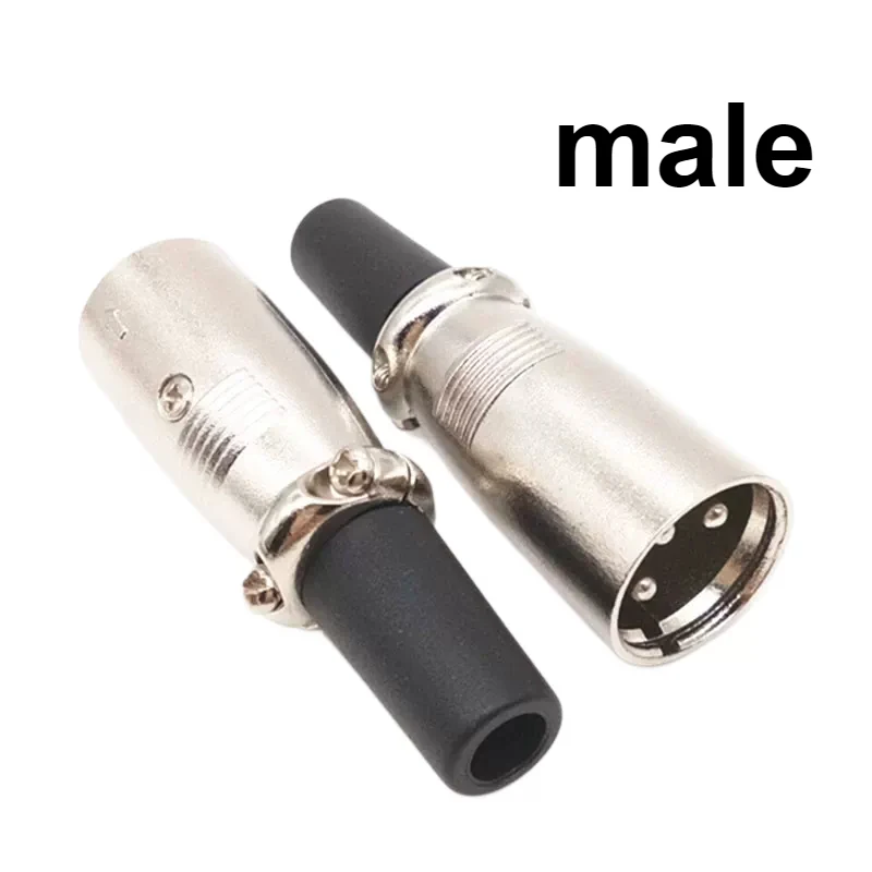 2PCS 3 Pin XLR Connector Male Female Plug Microphone Cable Connector Jack XLR Ends Audio Mic Socket Silver