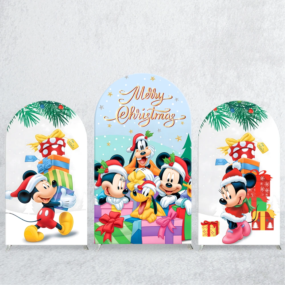 

Happy New Year Christmas Mickey Donald Duck Arch Backdrop Cover Banner - Gift for Party Decoration Events Background Design