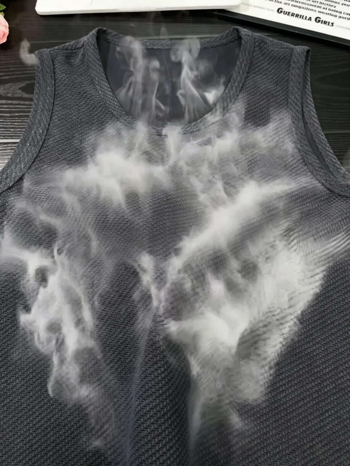 Quick Dry Breathable Dragon Scale Pattern Men's Tank Top Summer Sportswear Sleeveless T-Shirt Lightweight round Neck Casual S...