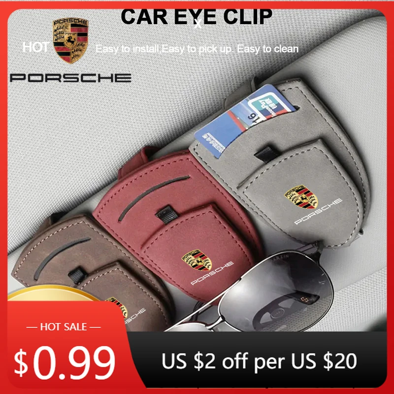 

Car Sticker For Porsche Cayman Cayenne 911 Macan Car Sun Visor Glasses Box Sunglasses Clip Card Ticket Holder For Porsche Cayen