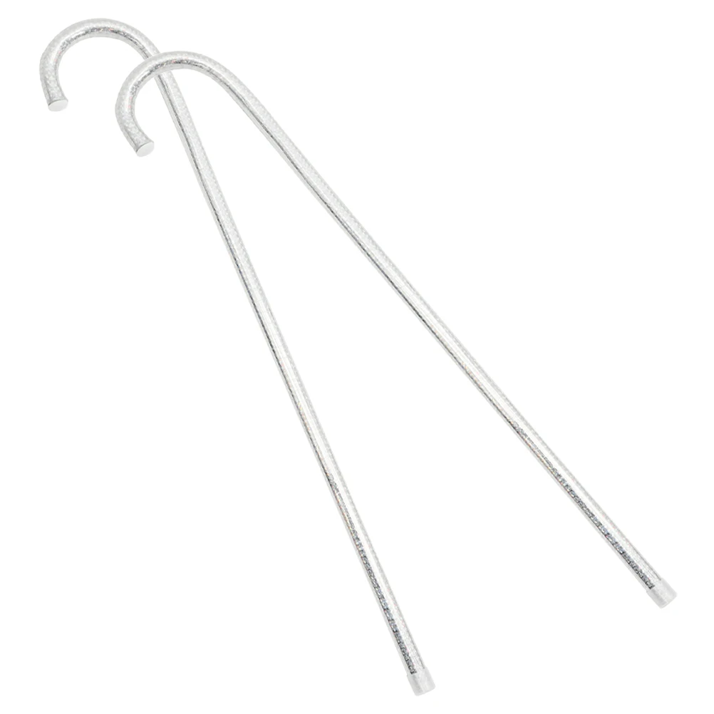 

2Pcs Jazz Cane Crutch Prop Decor Cosplay Halloween Cosplay Supplies Cane Prop Decor Halloween Party Supplies Silver PVC
