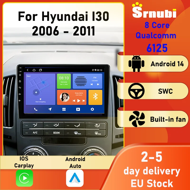 Autoradio Srnubi 9 pouces Carplay Android Auto GPS Navigation Multimédia pour Hyundai I30 AT MT 2006-2011, unité centrale 2 Din, écran tactile, WIFI, Bluetooth, automobile