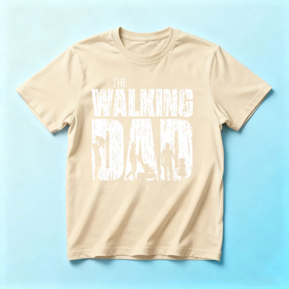 The Walking Dad T-Shirt Fathers Day Walking Dead Fan Gift Tshirt Distressed Retro Style Men Shirt Daily Life Casual Cotton Tops