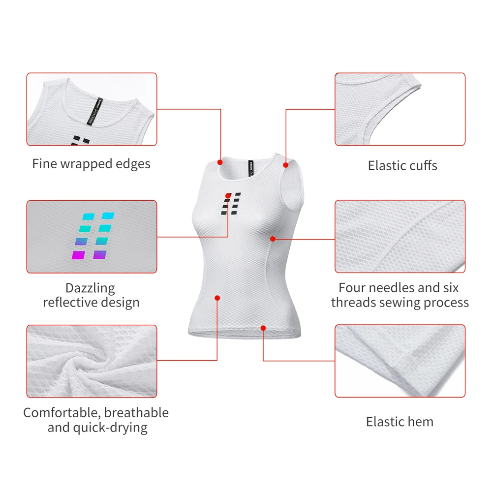 WOSAWE Women\'s Cycling Vest Mesh Breathable Sleeveless Jersey Moisture-wicking Road Bicycle Base Shirt Ladies Sports Under Wear