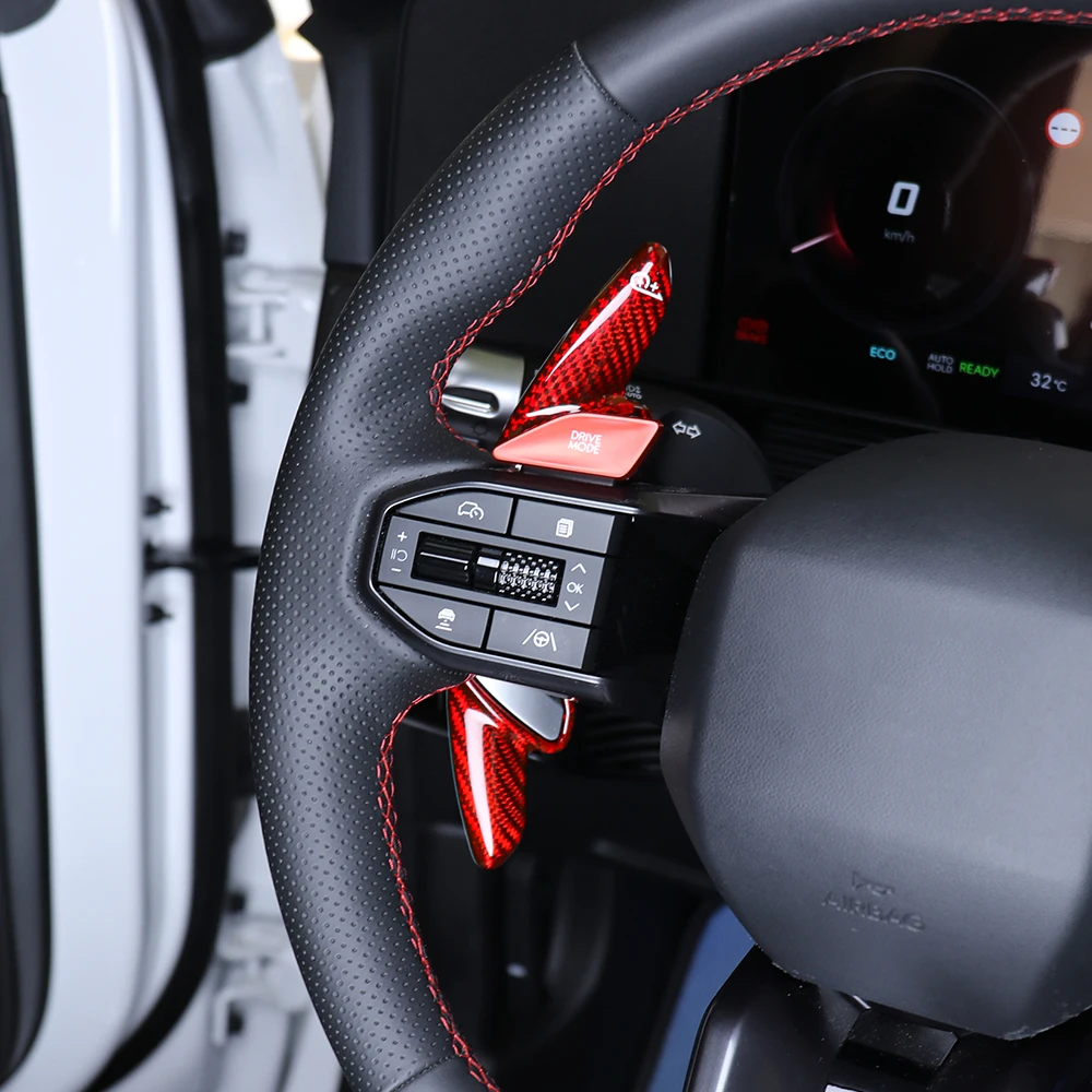 لشركة هيونداي أيونيك 5 N 2024 2025 ريال أحمر أسود ألياف الكربون عجلة القيادة مجداف شيفتر والعتاد التحول تمديد LHD RHD #3