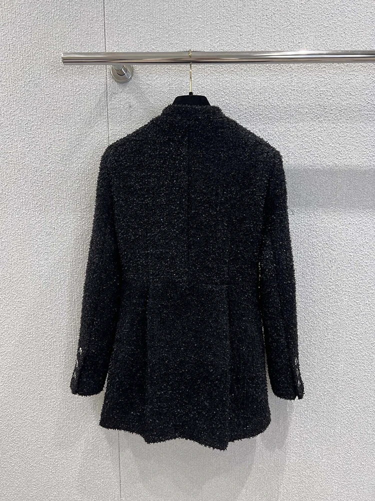 SVORYXIU Herfst 2025, dames nieuwe stijl, vintage stijl, opstaande kraag, weven, enkele rij gesp, middellange stijl jas