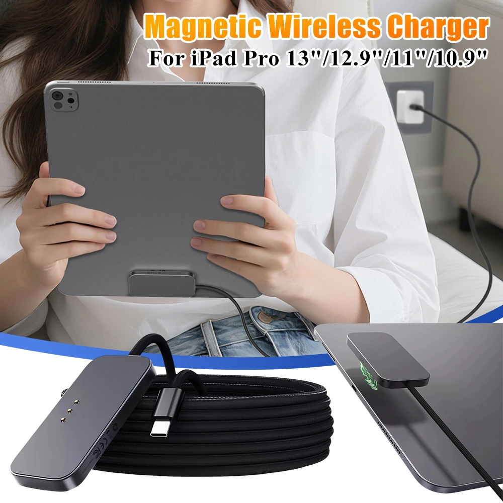 

For iPad Pro Magnetic Wireless Charger Fast Charging Smart Connector Charger Wireless Charging Pad with 2M USB-C Charger Cable