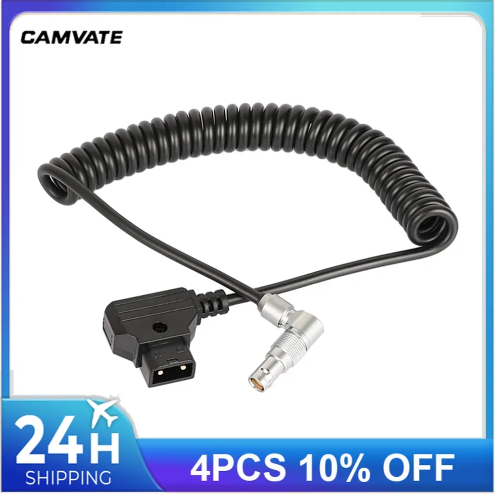 CAMVATE-Cable adaptador de corriente en espiral, conector rojo Komodo 6K, ángulo recto, 2 pines, hembra, 2 pines, macho, d-tap