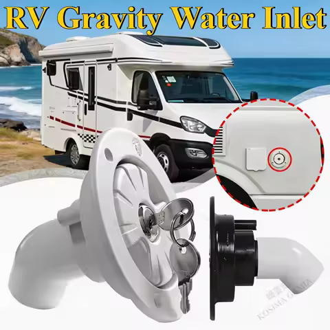 Gravity Locked Water Inlet Water Tank Filling Port White for RV Camper Trailer Boat Caravan Waterway System Leak-Proof Anti-Rust