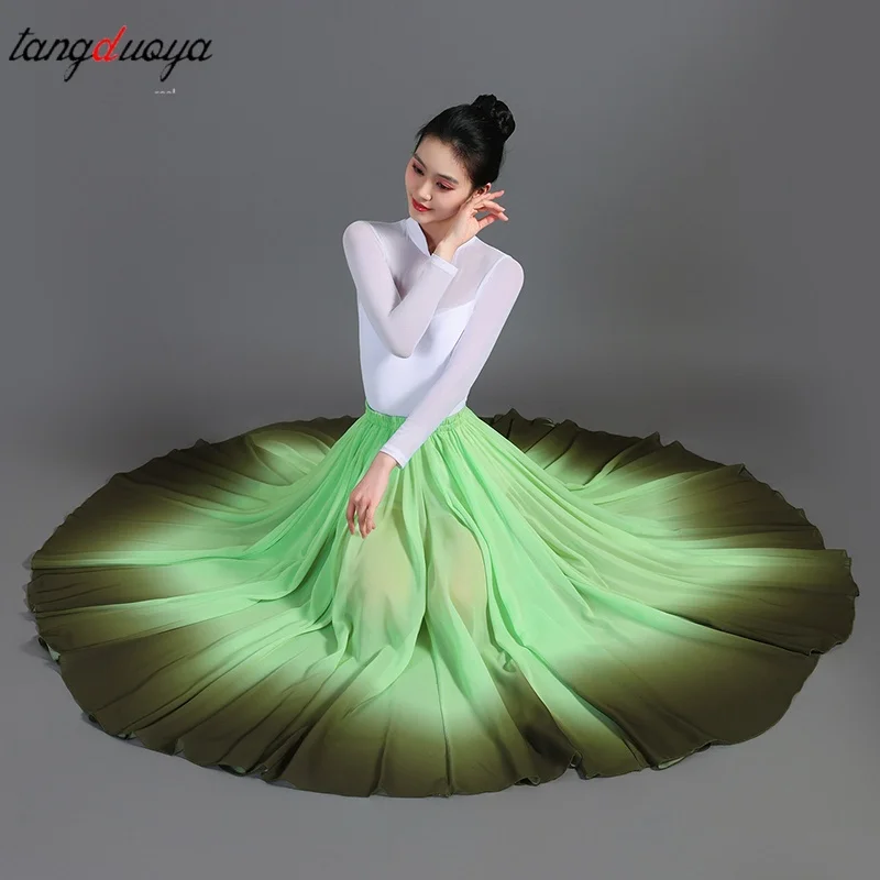 360/540/720Degrees Ballet Dance Skirts Women Elegant Long Gradient Skirt Gymnastics Practice Dancewear Classical Dancing Costume