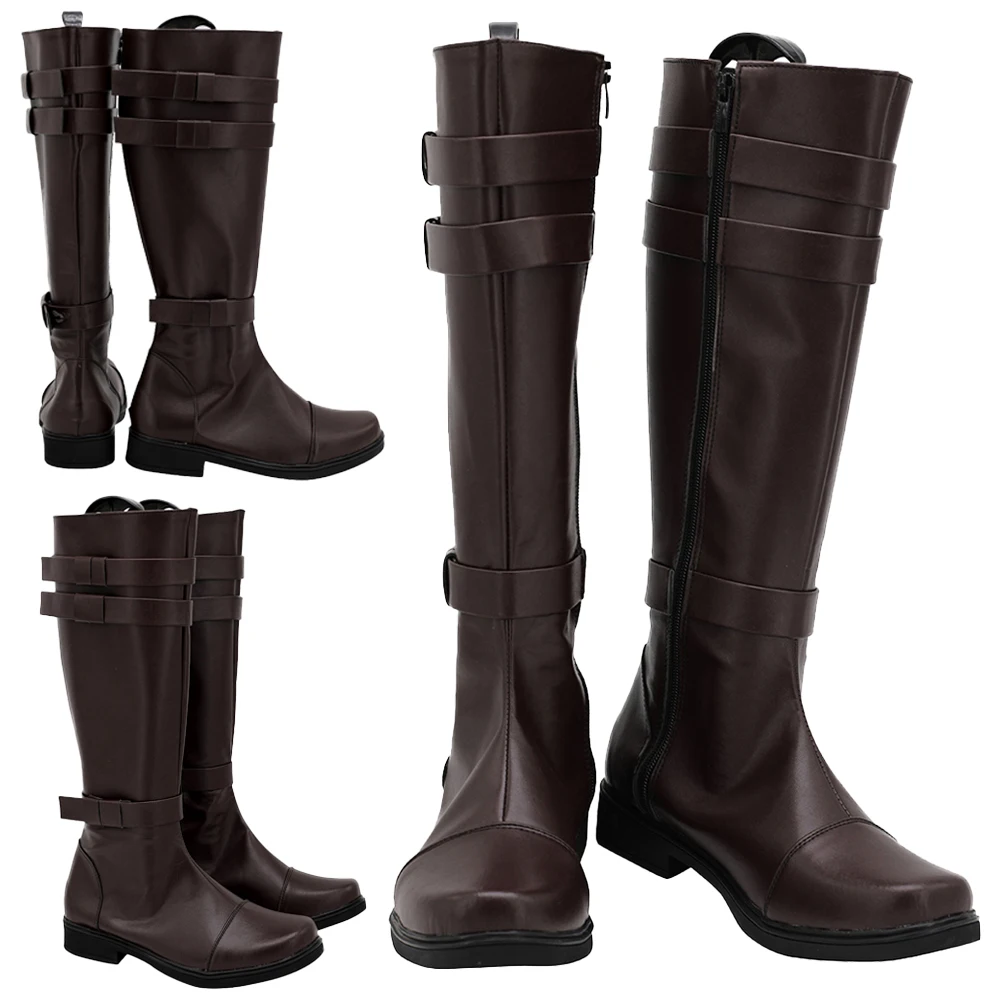 أحذية أوبي كوسبلاي وان فانتاسي أحذية بنية داكنة لفيلم معركة الفضاء ملابس تنكرية إكسسوارات أحذية فانتازيا للعب الأدوار للرجال #1