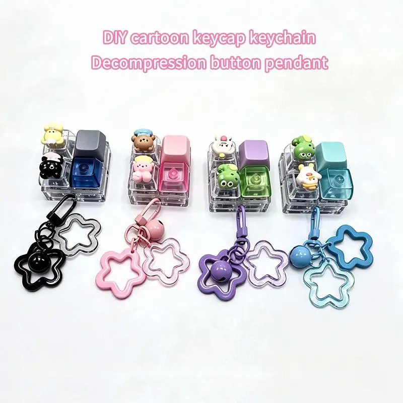 Cute Cartoon Fidget Keycap Keychain With Stress Relief Function: Lovely Animal Figures Backpack Decoration Kids