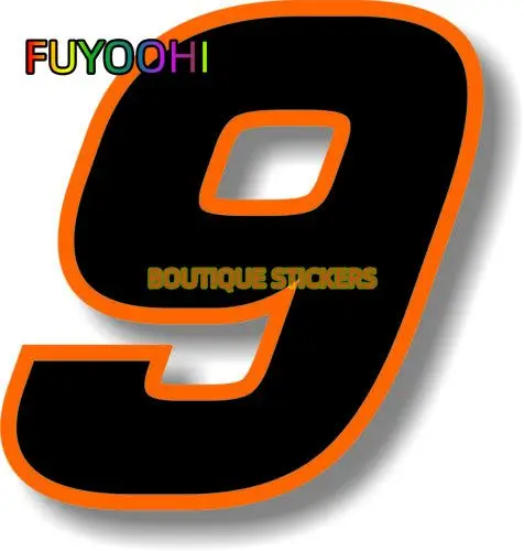 

FUYOOHI Boutique Decals Exterior Accessories Car Custom Race Number Square Font Black with Orange Border Sticker Graphic