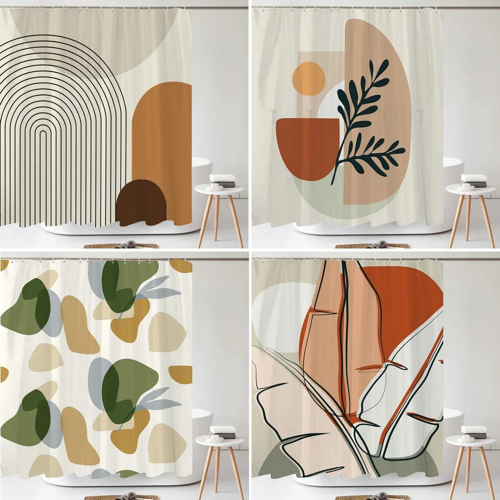 Shower Curtain Luxury Shower Curtains for Bathroom Nordic Wind Art leaves Shower Curtain Classicl Abstract Colourful Bathroom