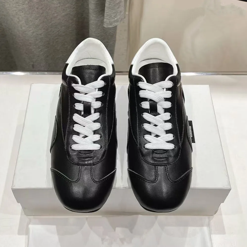 

German Training Shoes Women's New Retro Maillard Lace Flat Shoes Height Increasing Versatile Board Shoes Casual White Shoes Wome