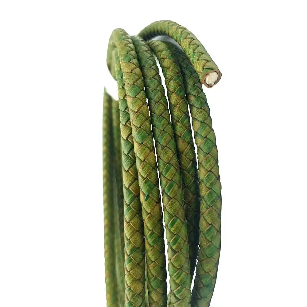 

Aaazee 8 мм зеленый рваный плетеный браслет из натуральной кожи со шнуром Боло для изготовления ремешка