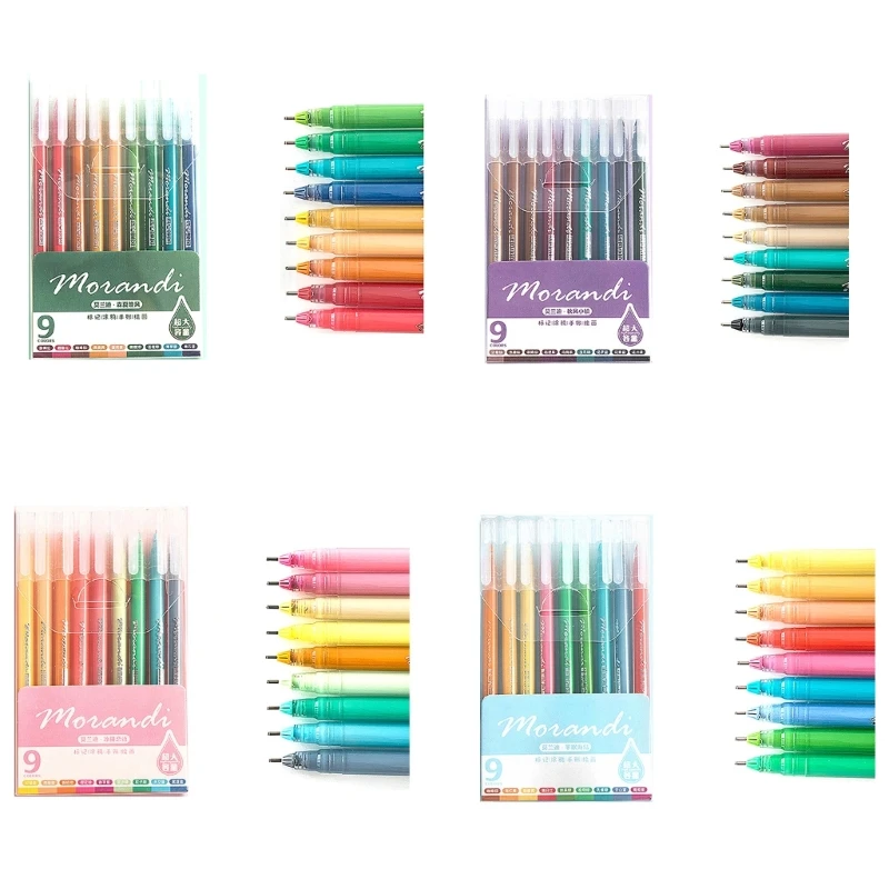 9 個ローラーボールペン多色ゲルインクペン描画ペン 0.5 ミリメートル文具ペン