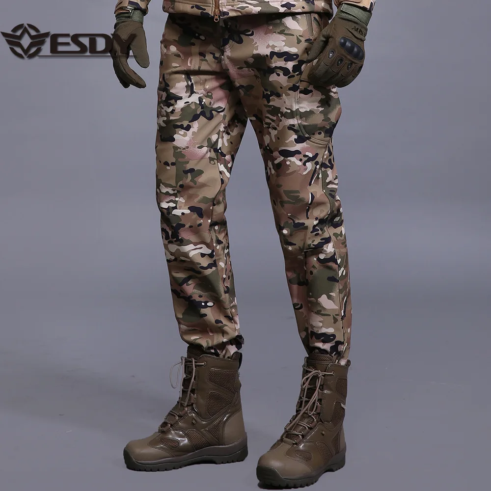 ESDY Outdoor Men's Charge Pants Soft Shell Mountaineering Casual Pant Fleece Camouflage Hiking Expedition Tactical Overalls B001