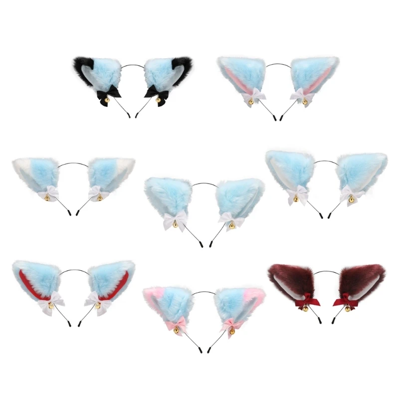 Sweet Students Woman Photoshoots Hairband with Mini Bowknot Decors Cat Ears Headbands Multi-color Cartoon Hair Hoop