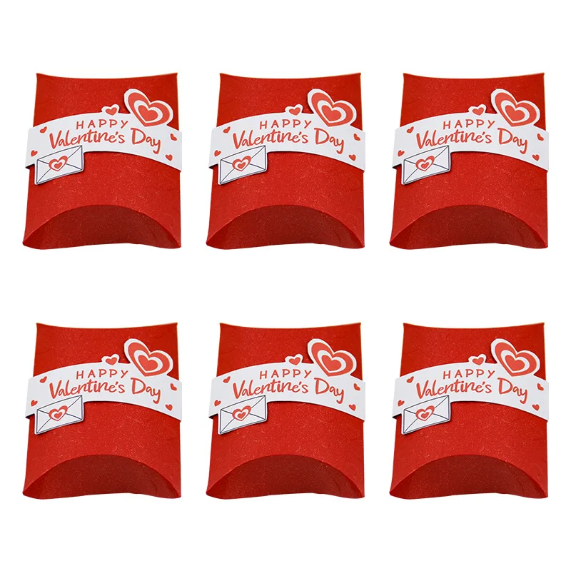 50 Stück Valentinstag-Thema, rote Geschenktüte im Kissenstil, Geschenkverpackung, Partyzubehör, Hochzeitsfeier, Geburtstag, Party-Dekoration