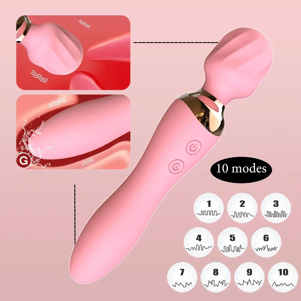 Powerful Vibrator Dildos Wand for Women 10 Modes Clitoris Stimulator G Spot Vagina Massager Female MasturbatorSex Toys Adults 18