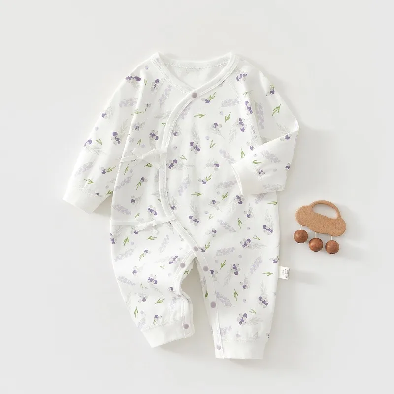 ZOETOPKID Spring and Autumn New Baby Rompers Plant Print Pattern Jumpsuit 0-6 Months Baby Boy Girl Sleepwear Baby Bodysuit