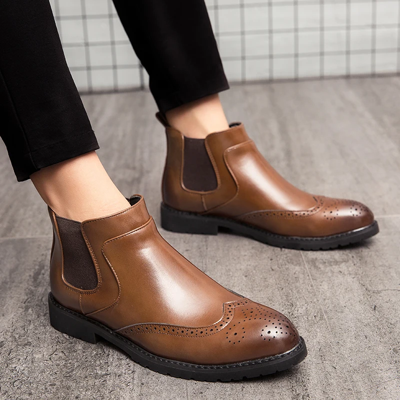 

Classic Men Brock Chelsea Boots for Autumn Winter European-style Casual Comfortable Business Brand Boots Training Shoes Men