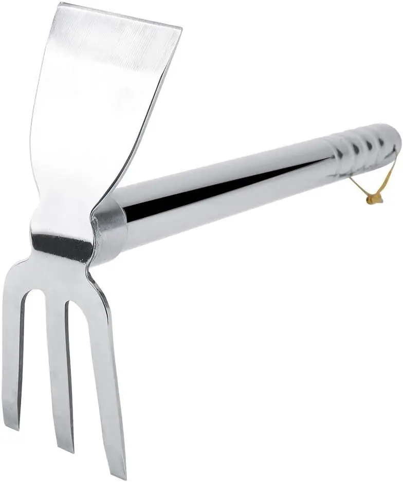 

2 in 1 Garden Hoe and Rake, Heavy Duty Stainless Steel Digging Tool for Planting Vegetables Flowers