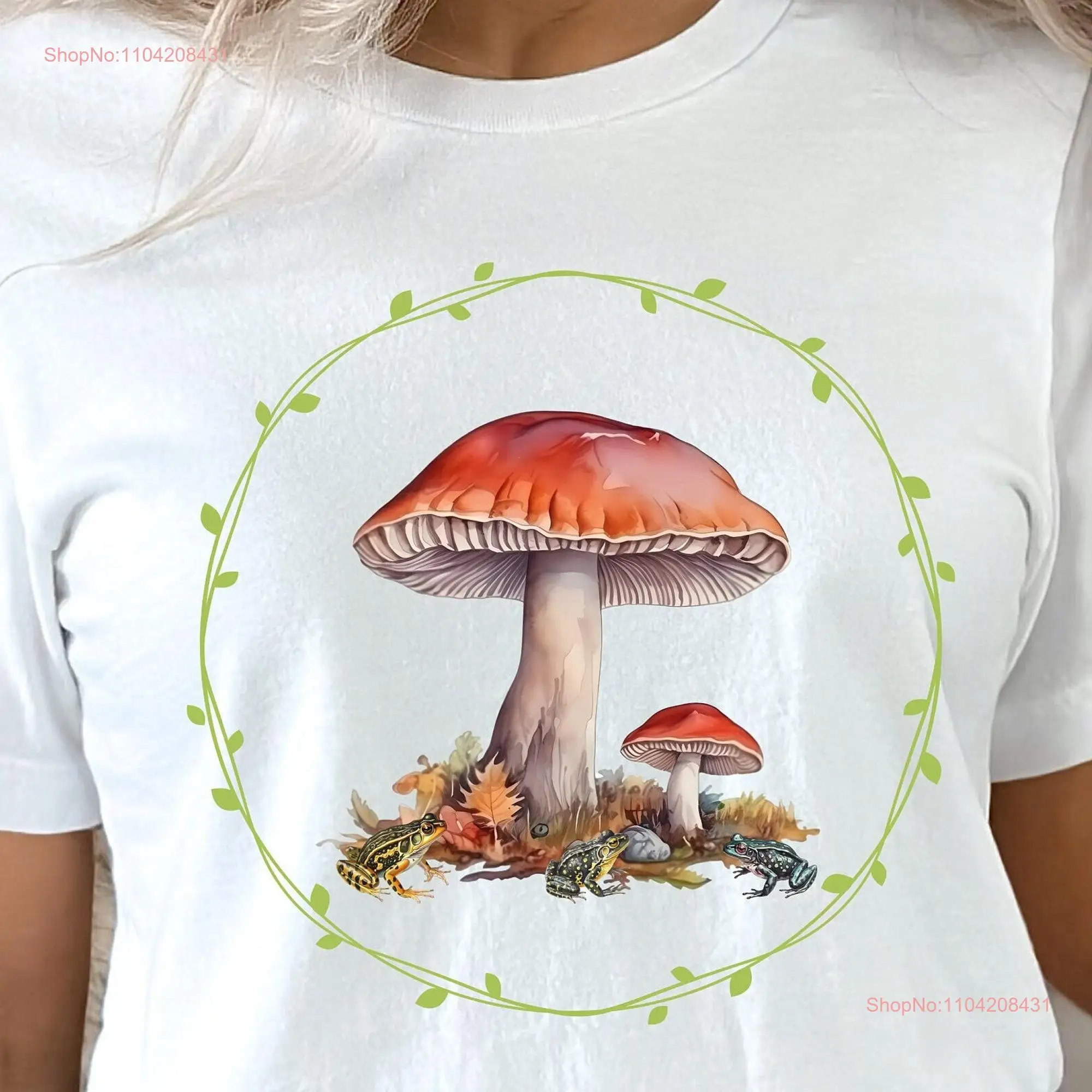 

Vintage mushroom shirt Cottagecore T tee Aesthetic frogs and forestcore nature lover long or short sleeves