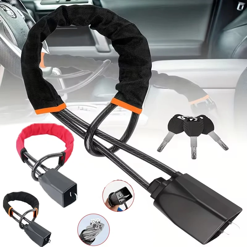 Dispositivo antirrobo Universal para bloqueo de volante de coche con hebillas de cinturón de seguridad con 3 llaves antirrobo para camión SUV Van RV seguridad