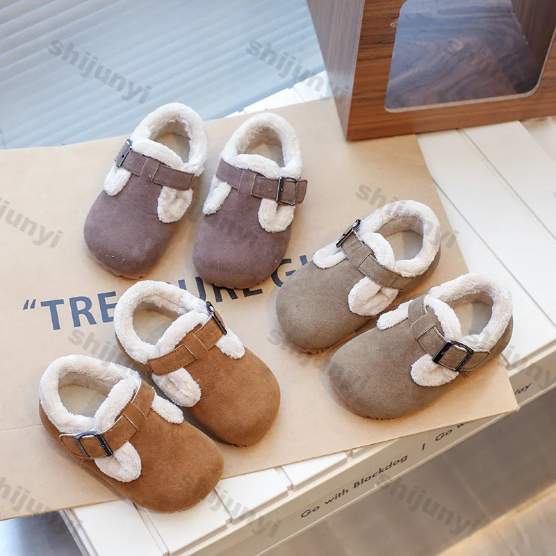 Kinder-Baumwollschuhe für den Winter, rutschfest, Freizeit, bequem, flach, warm, für Jungen und Mädchen, lässige Slipper, leichter Schuh mit weicher Sohle