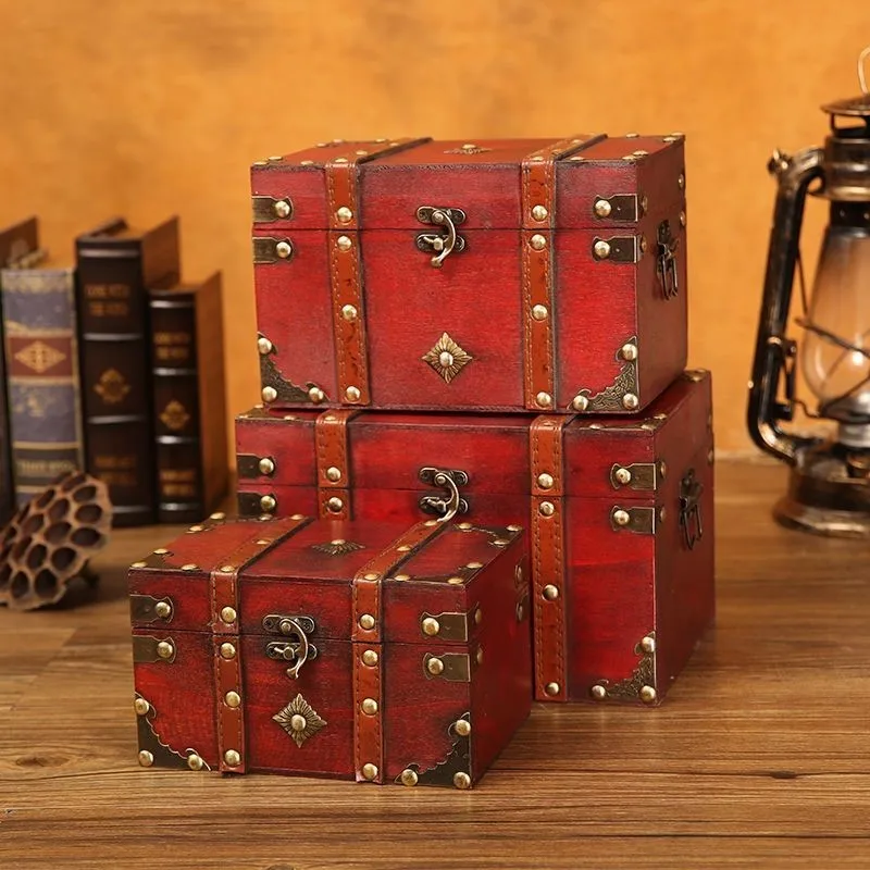 

Запираемый деревянный настольный ящик в стиле ретро, многофункциональный ящик для хранения разных вещей, косметический ящик для хранения паролейZG681