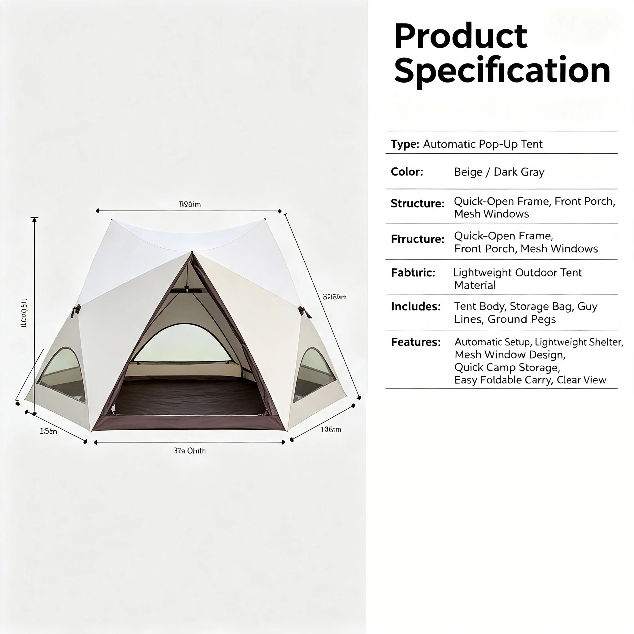 Automatic Quick Open Camping Tent, Portable Folding Outdoor Tent