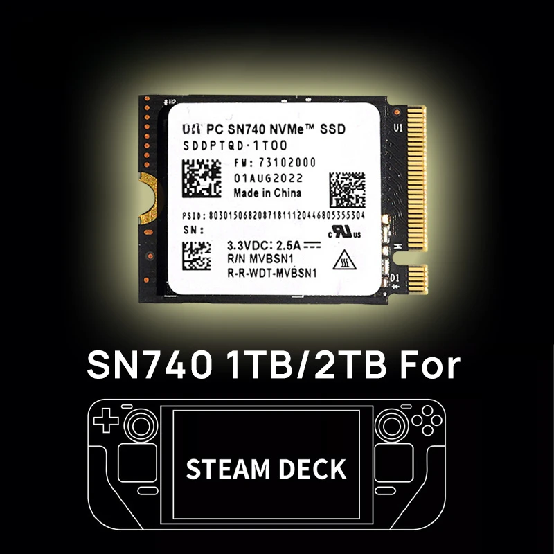 

SN740 2TB 1TB M.2 SSD 2230 NVMe PCIe Gen 4 SSD for Microsoft Surface ProX Surface Laptop Steam Deck ROG Ally