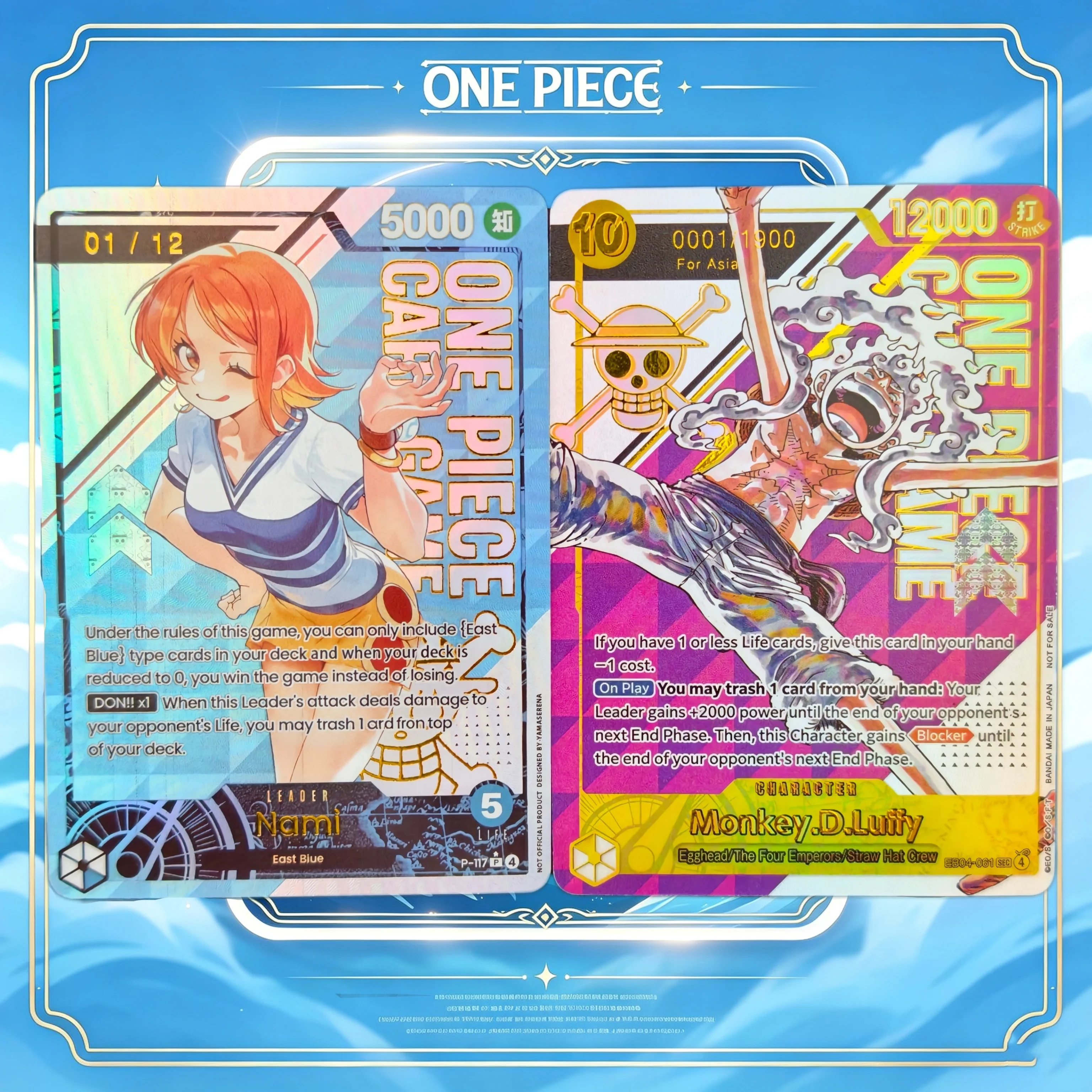 DIY One Piece Card Game OPCG Nami Gear5 Nika Luffy 0001/1900 Limited Series Card Holo Foil Textured TCG Collectible Card