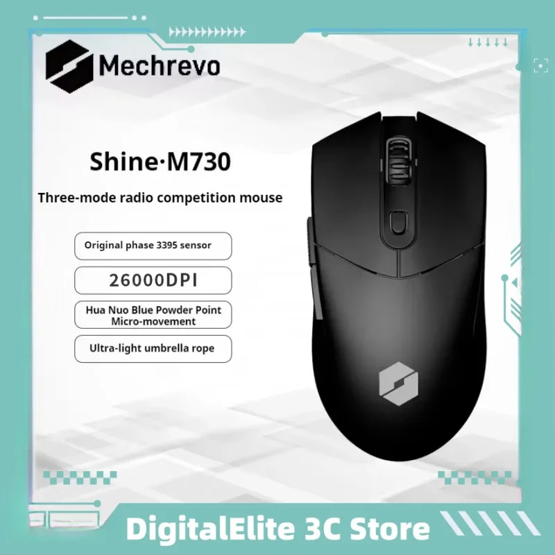 

Беспроводная игровая мышь Mechanical Revolution Yao M730 с Bluetooth Paw3395, 64 г, легкая, 26000 точек на дюйм, долговечная мышь для киберспорта