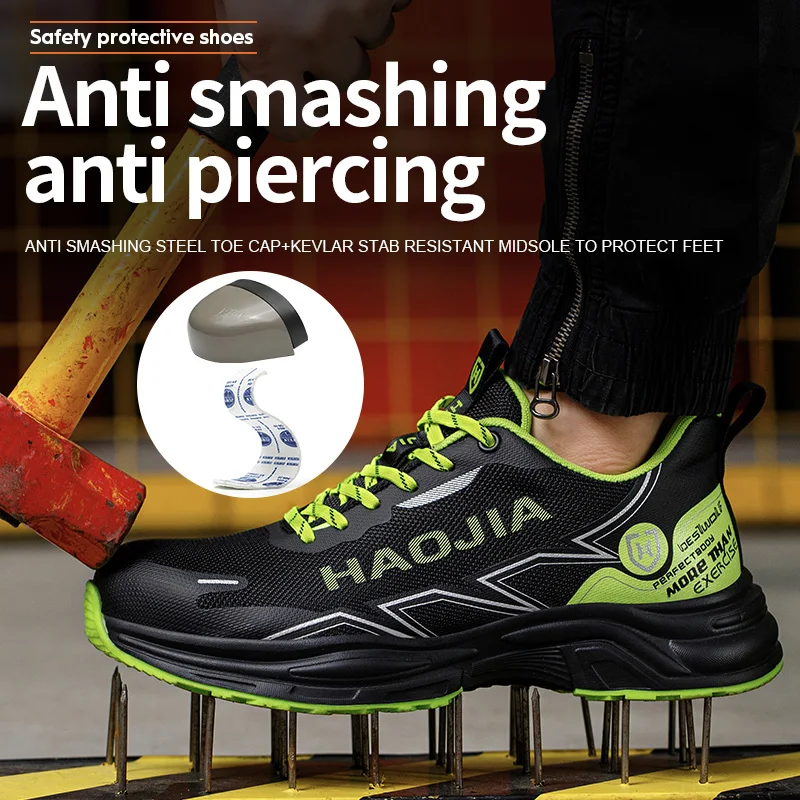 Fashion Sports Shoes Security Protection Boots Anti-smash Anti puncture Work shoes Men Non-slip Steel Toe Sneakers Safety Shoes