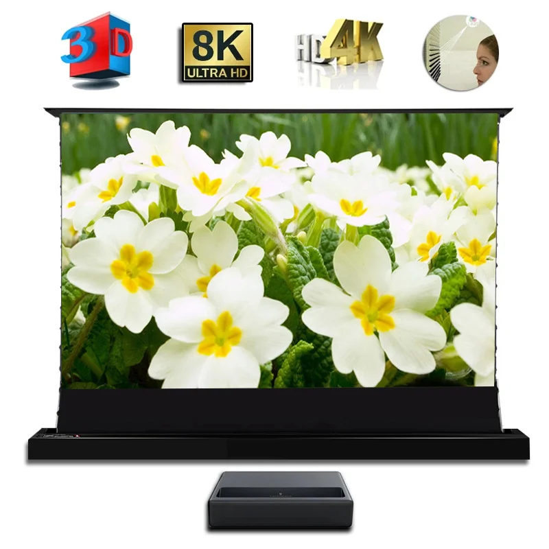 120 дюймовый моторизованный напольный ALR проекционный экран окружающего стандарта отклонение для ультракороткого лазерного проектора UST